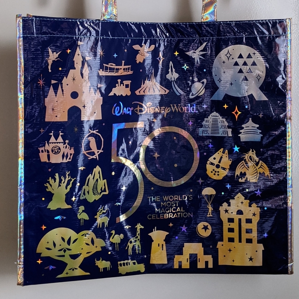 🆕 WDW Walt Disney World 50th Anniversary Large Mickey Mouse Reusable Tote Bag - Picture 2 of 9